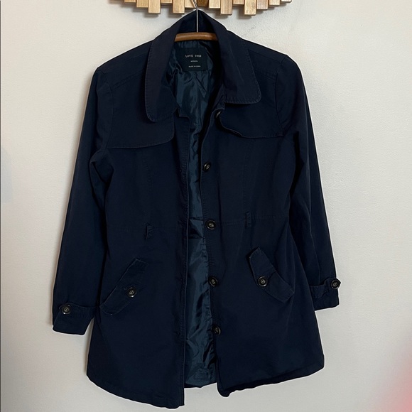 Love Tree Cotton Navy Trench Coat Size M - Picture 1 of 12